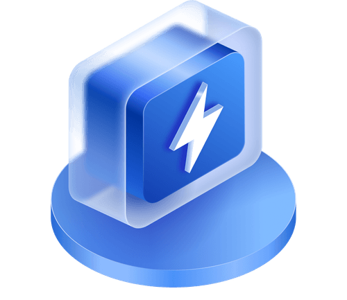 Square icon with a lightning bolt, symbolizing speed, power, or high-performance technology.